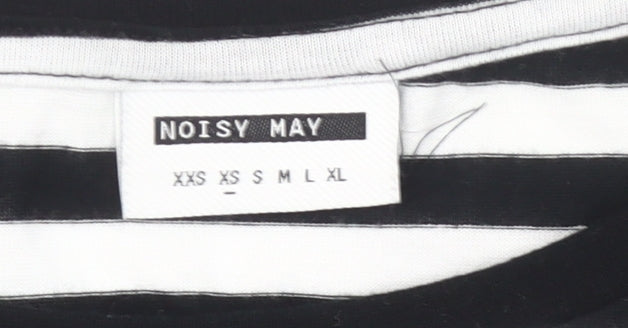 Noisy May Women’s Black White Striped T-Shirt Dress M