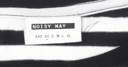 Noisy May Women’s Black White Striped T-Shirt Dress M