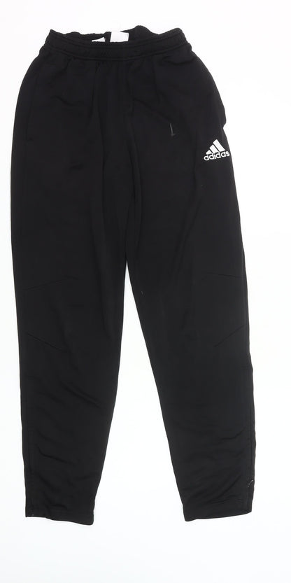 Adidas Mens Black Jogger Trousers Size M Polyester Elastic Waist
