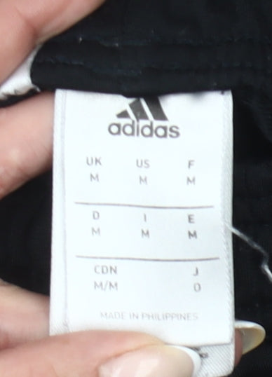 Adidas Mens Black Jogger Trousers Size M Polyester Elastic Waist