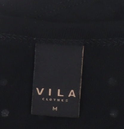 Vila Womens Black Studded Tunic Blouse Size M Long Sleeve Party Top