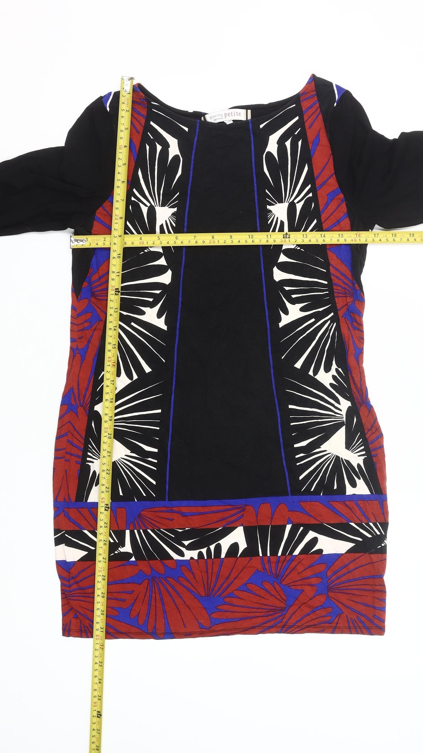 Principles Petite Women’s Shift Dress Black Red Blue Floral Size 12