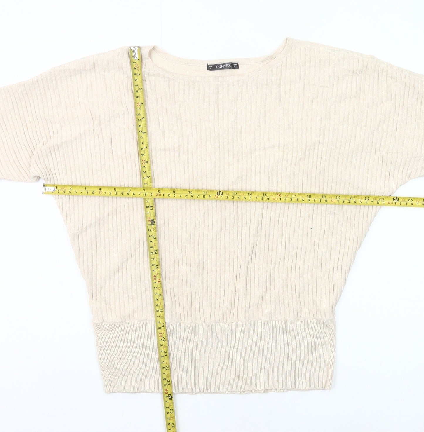 Dunnes Women’s Beige Size 16 Pullover Jumper 3/4 Sleeve Knit