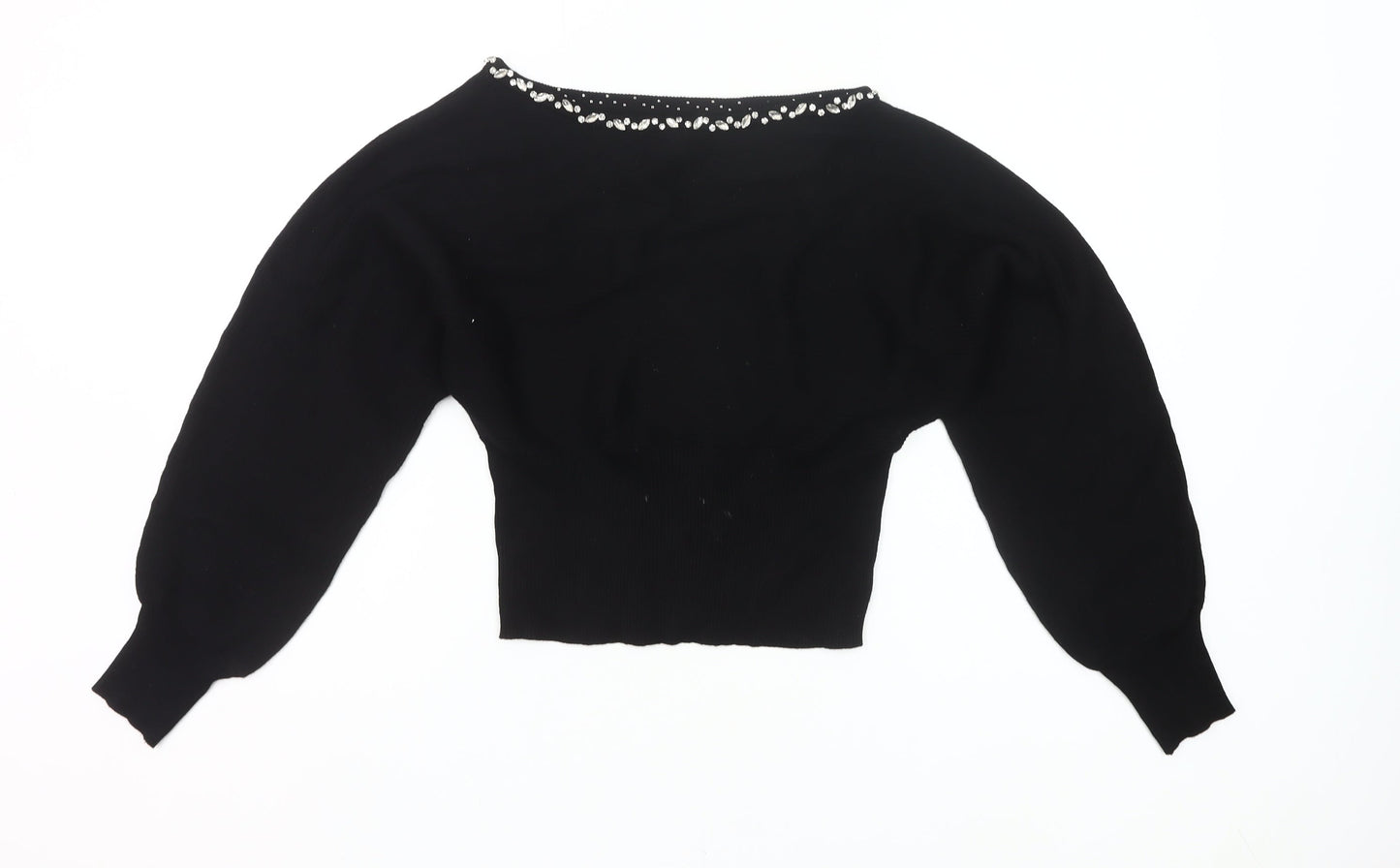 Friends Like These Womens Black Size 8 Beaded Boat Neck Jumper