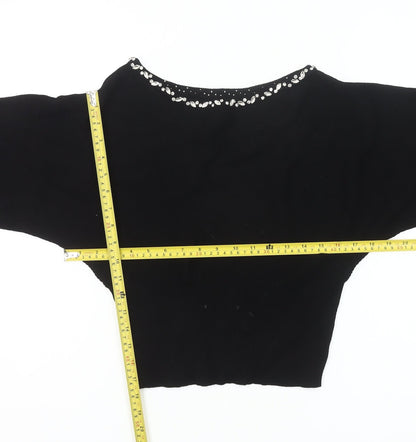 Friends Like These Womens Black Size 8 Beaded Boat Neck Jumper