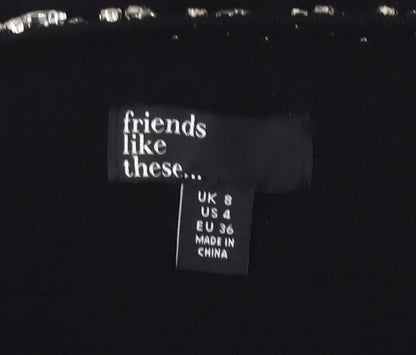 Friends Like These Womens Black Size 8 Beaded Boat Neck Jumper