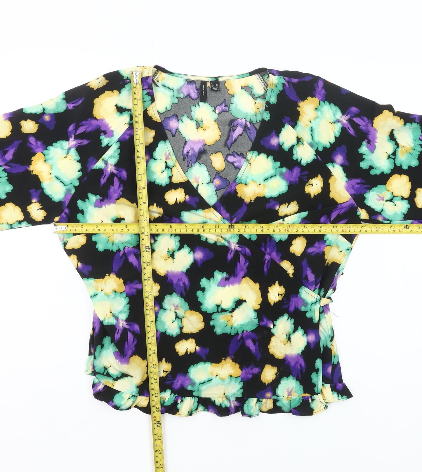 Vero Moda Womens Multicoloured Floral Wrap Blouse Size 16