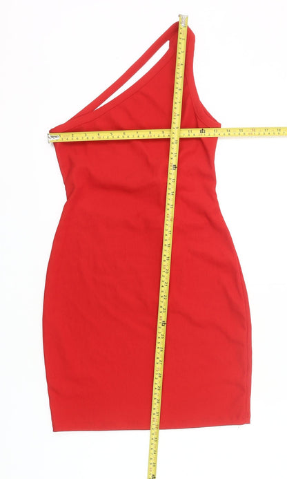 Pull&Bear Women’s Red Bodycon One Shoulder Party Dress Size 12