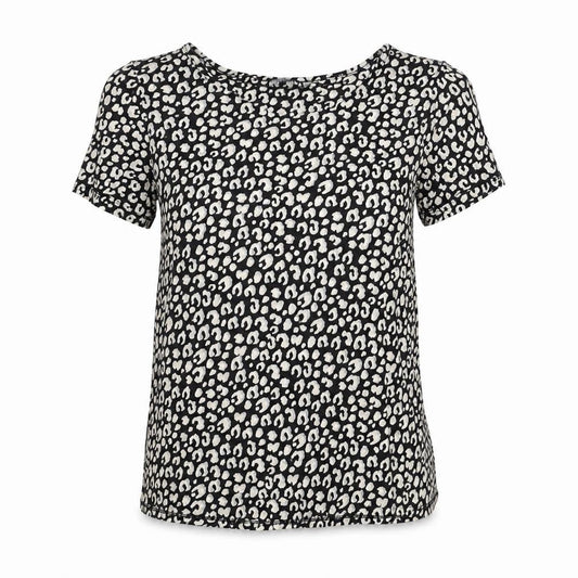 Front view of Principles women’s black animal print scoop neck t-shirt, size UK 8