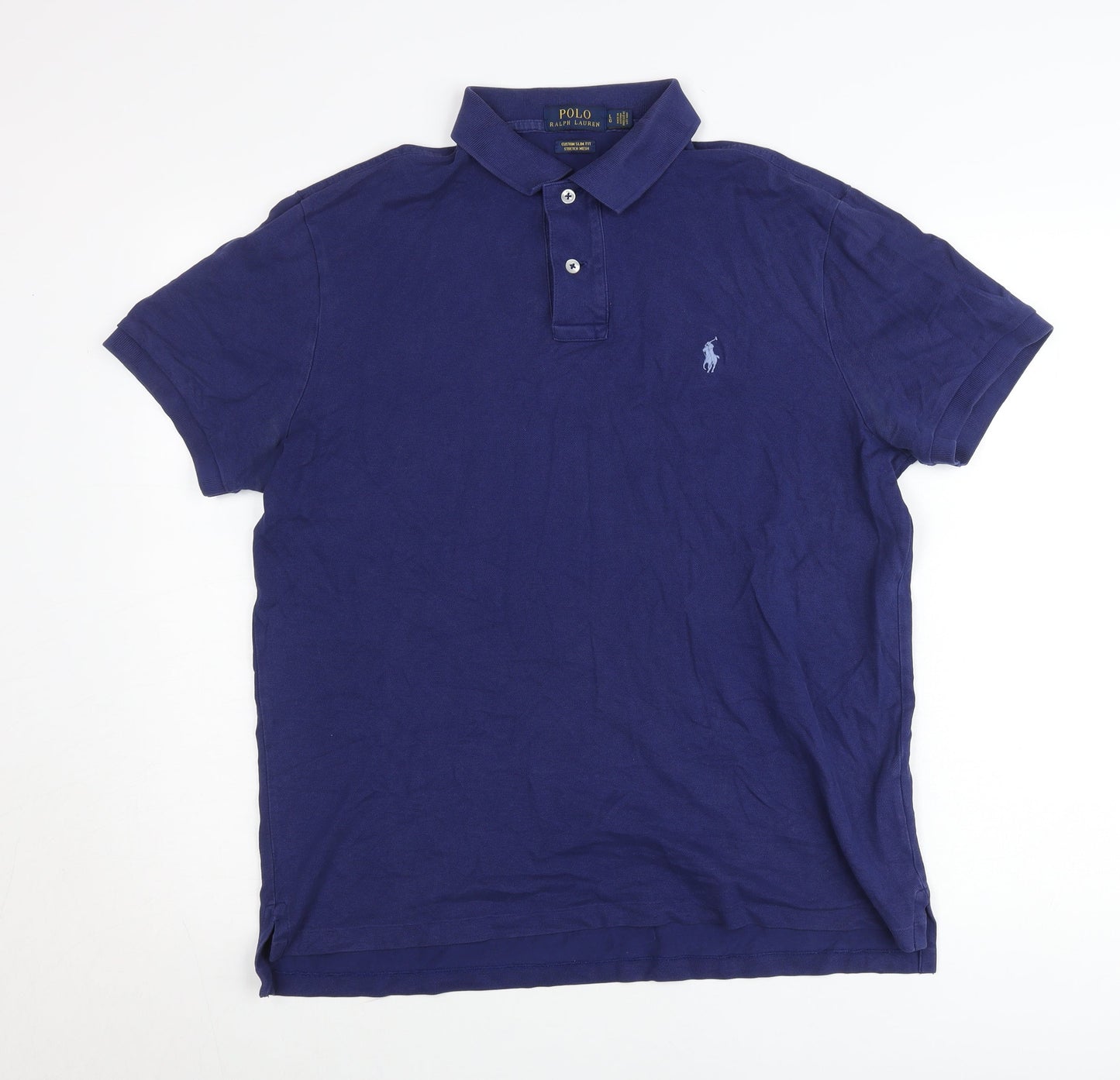 Ralph Lauren Men’s Blue Slim Fit Polo Shirt Size L Cotton Stretch