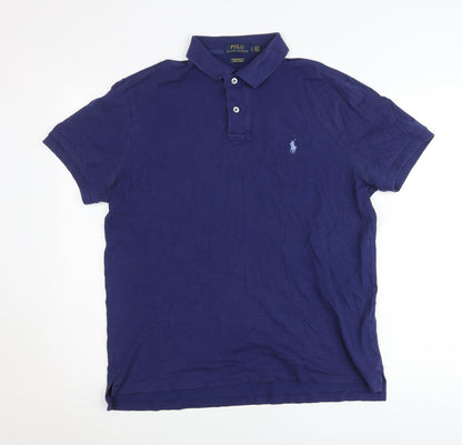 Ralph Lauren Men’s Blue Slim Fit Polo Shirt Size L Cotton Stretch