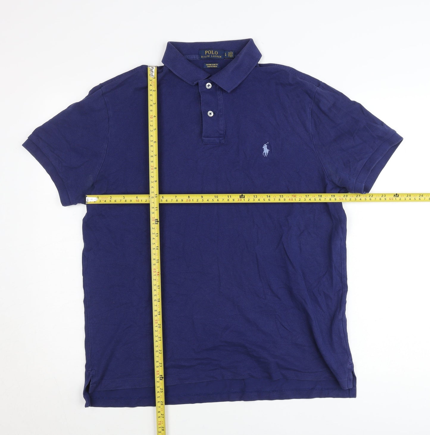 Ralph Lauren Men’s Blue Slim Fit Polo Shirt Size L Cotton Stretch