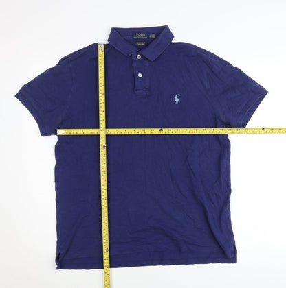 Ralph Lauren Men’s Blue Slim Fit Polo Shirt Size L Cotton Stretch