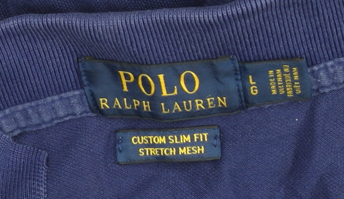 Ralph Lauren Men’s Blue Slim Fit Polo Shirt Size L Cotton Stretch