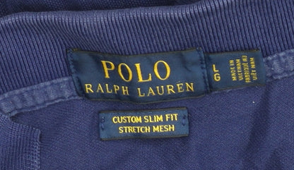 Ralph Lauren Men’s Blue Slim Fit Polo Shirt Size L Cotton Stretch