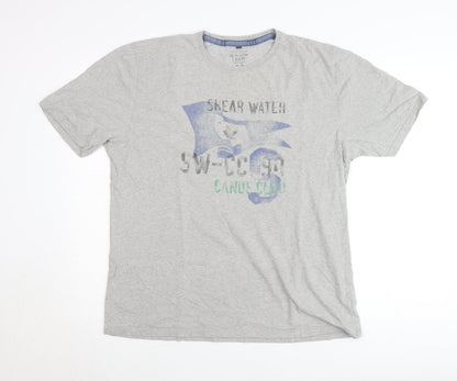 Boston Crew Men's Grey Graphic T-Shirt Size L Cotton Casual