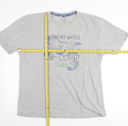 Boston Crew Men's Grey Graphic T-Shirt Size L Cotton Casual