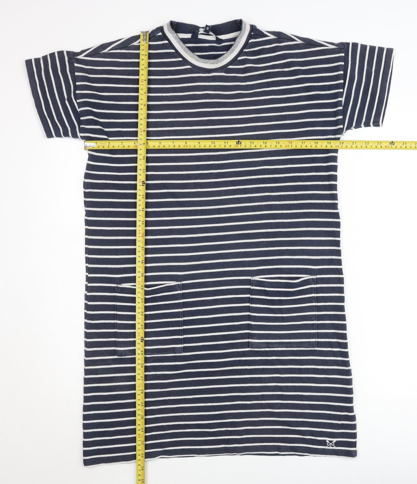 Crew Clothing Women’s Blue Striped Cotton T-Shirt Dress Size 10