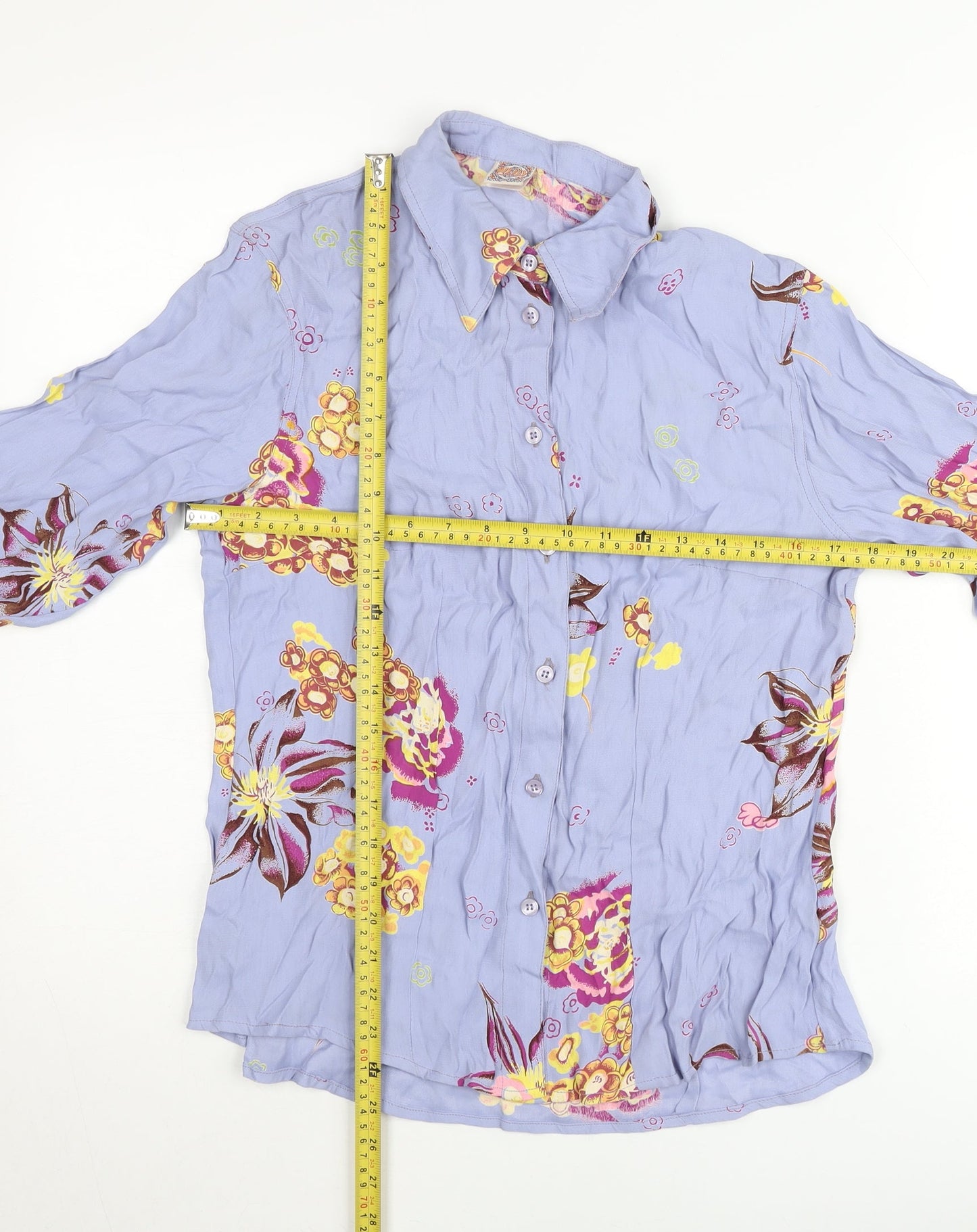 Oilily Women’s Purple Floral Viscose Blouse Size 14 Long Sleeve