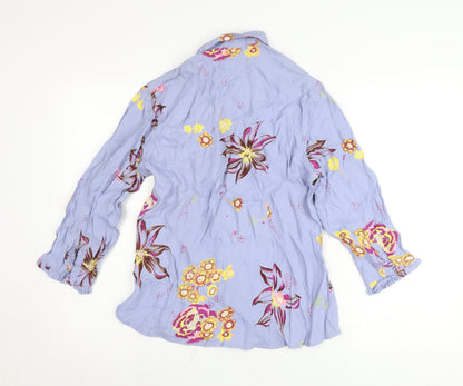 Oilily Women’s Purple Floral Viscose Blouse Size 14 Long Sleeve