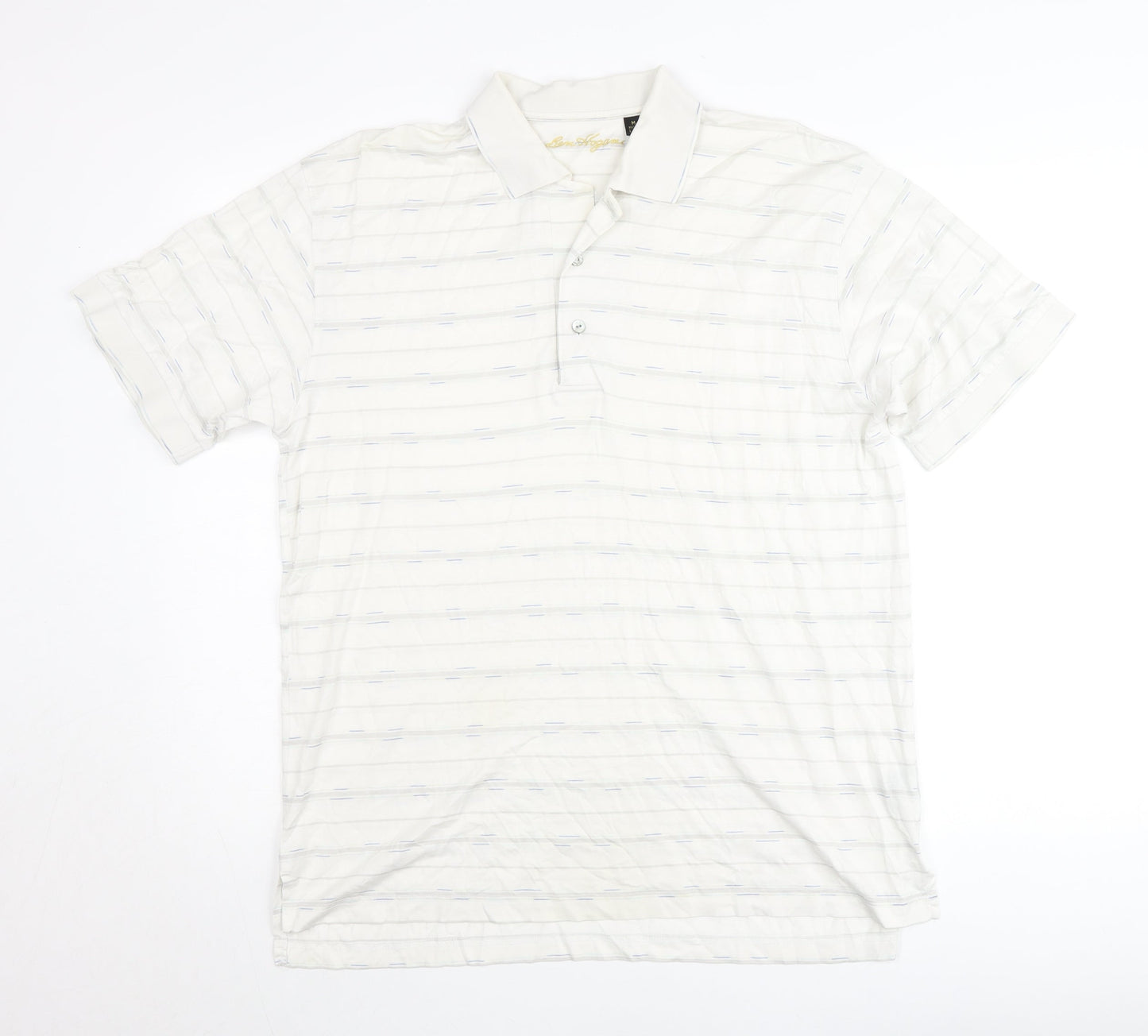 Ben Hogan Men’s White Striped Cotton Polo Shirt M Regular Fit
