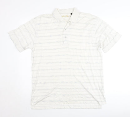 Ben Hogan Men’s White Striped Cotton Polo Shirt M Regular Fit