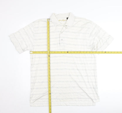 Ben Hogan Men’s White Striped Cotton Polo Shirt M Regular Fit