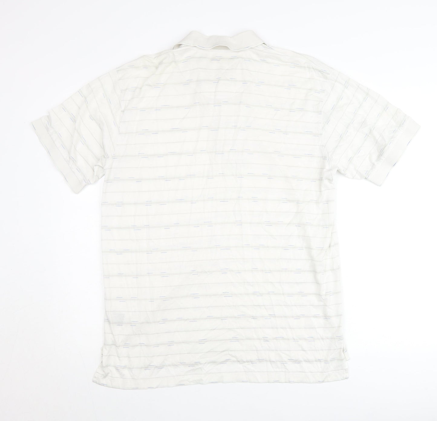 Ben Hogan Men’s White Striped Cotton Polo Shirt M Regular Fit