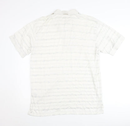 Ben Hogan Men’s White Striped Cotton Polo Shirt M Regular Fit