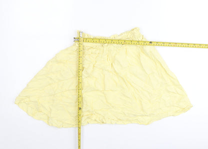 Next Girls Yellow Cotton A-Line Skirt 11 Years Knee Length Summer