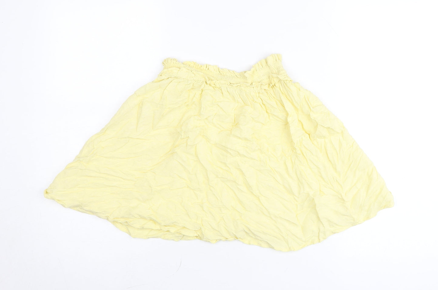 Next Girls Yellow Cotton A-Line Skirt 11 Years Knee Length Summer