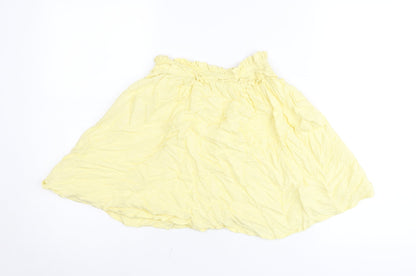 Next Girls Yellow Cotton A-Line Skirt 11 Years Knee Length Summer