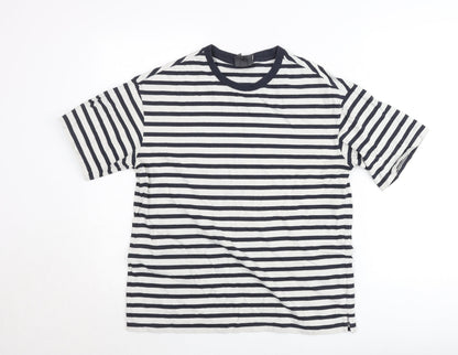 H&M Women’s Black White Striped Relaxed Fit T-Shirt Size 8