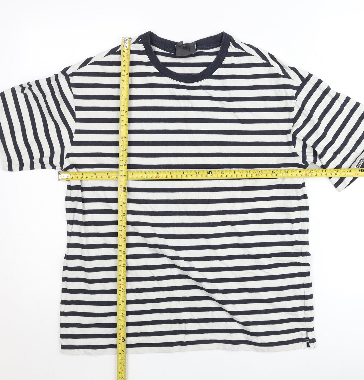 H&M Women’s Black White Striped Relaxed Fit T-Shirt Size 8
