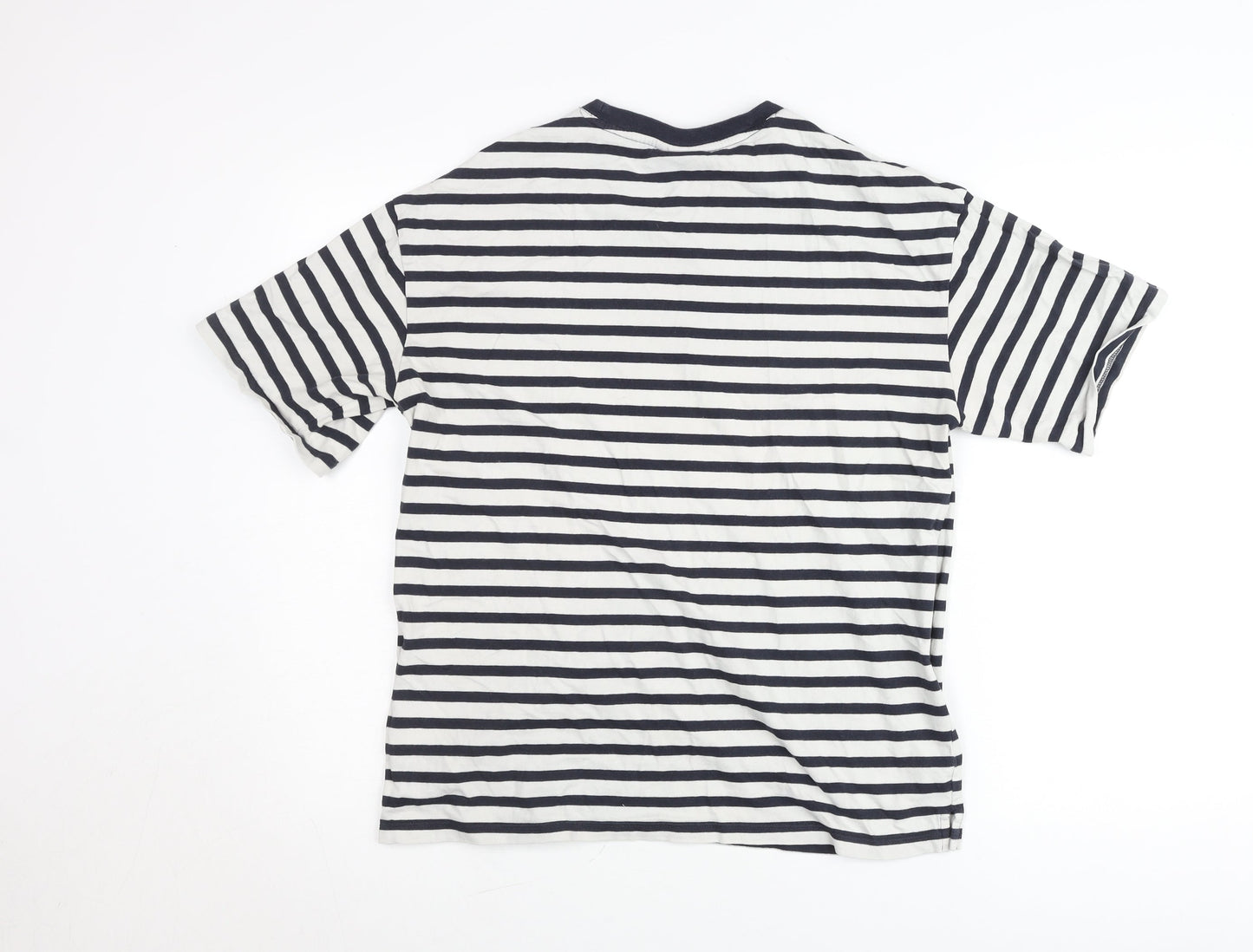 H&M Women’s Black White Striped Relaxed Fit T-Shirt Size 8