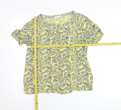 White Stuff Womens Yellow Floral Viscose Blouse Size 10