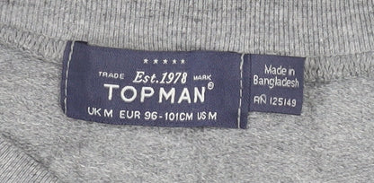 Topman Unisex Grey Jumper M Crew Neck Pullover Funny Graphic