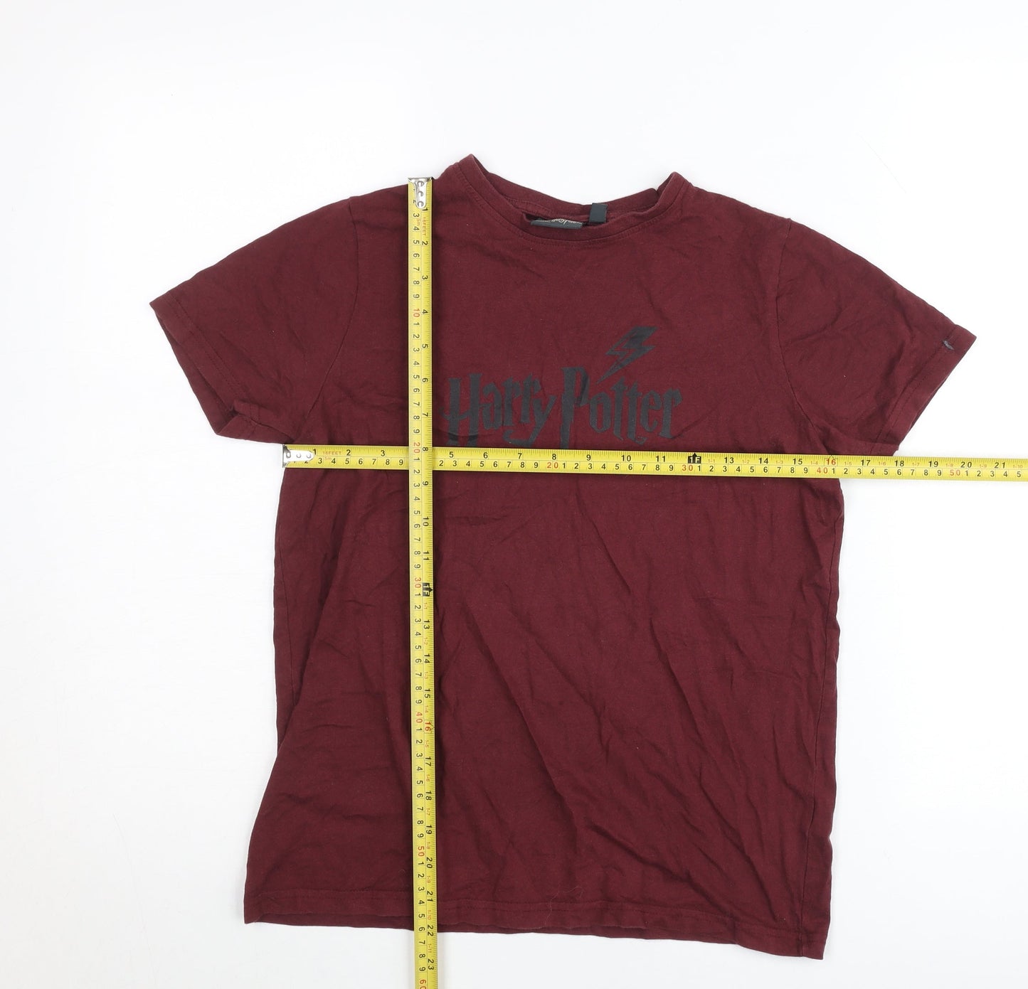 Harry Potter Boys Red T-Shirt 12-13 Years Short Sleeve Cotton Graphic
