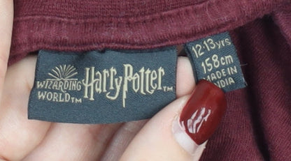 Harry Potter Boys Red T-Shirt 12-13 Years Short Sleeve Cotton Graphic