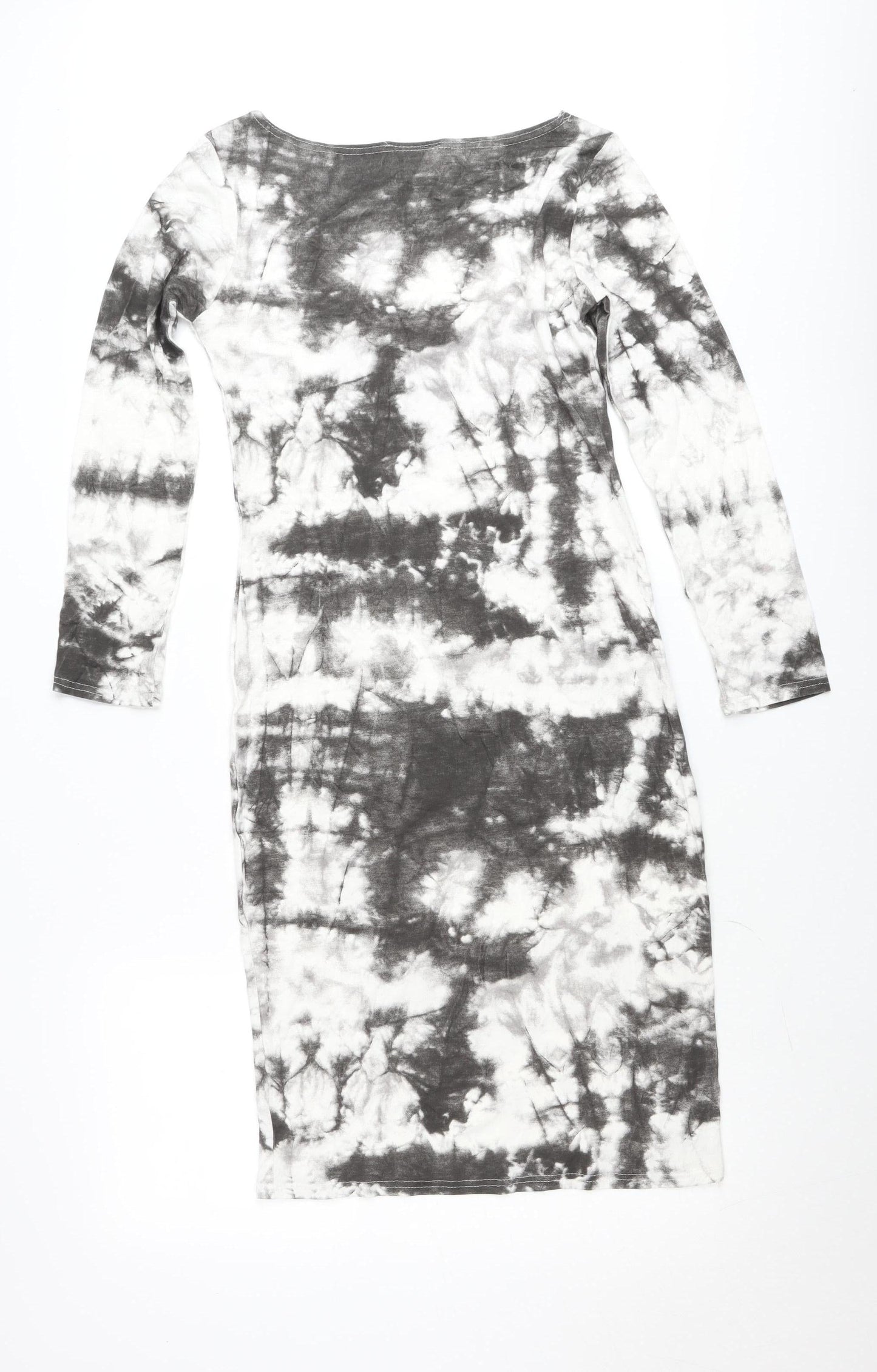 Rouge Womens Multicoloured Tie Dye Midi Bodycon Dress M Long Sleeve