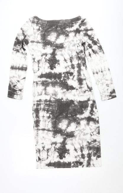 Rouge Womens Multicoloured Tie Dye Midi Bodycon Dress M Long Sleeve