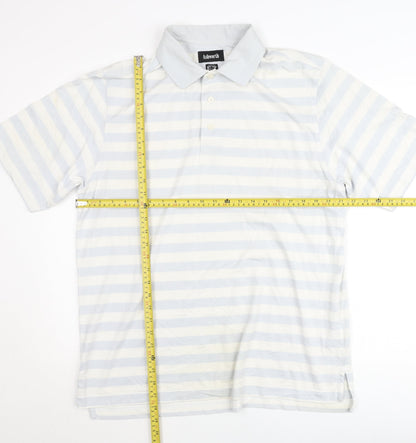 Ashworth Men’s Blue Striped Cotton Polo Shirt M Regular Fit