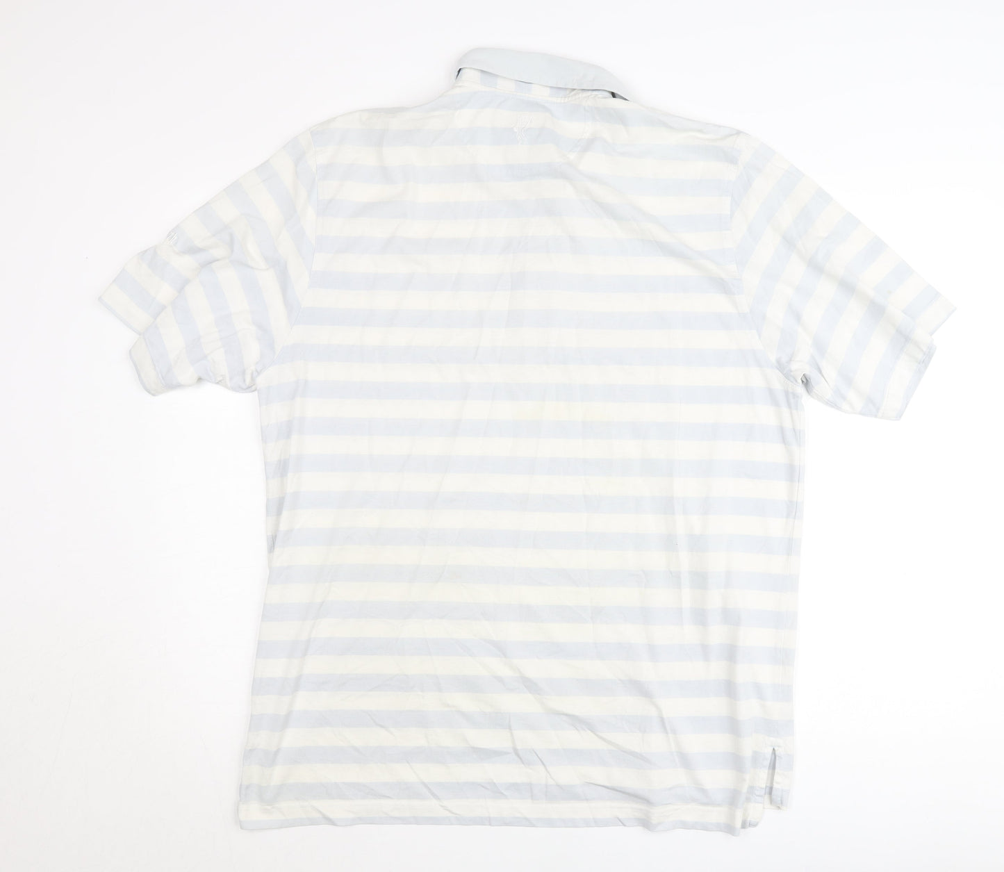 Ashworth Men’s Blue Striped Cotton Polo Shirt M Regular Fit