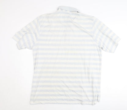 Ashworth Men’s Blue Striped Cotton Polo Shirt M Regular Fit