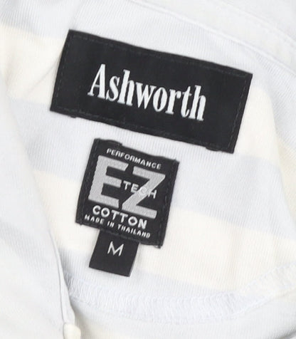 Ashworth Men’s Blue Striped Cotton Polo Shirt M Regular Fit