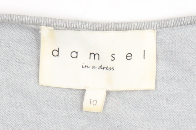 Damsel in a Dress Women’s Grey Wrap Jumper Size 10 V-Neck Slim Fit
