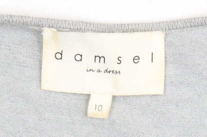 Damsel in a Dress Women’s Grey Wrap Jumper Size 10 V-Neck Slim Fit