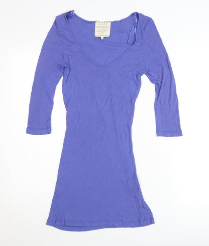 River Island Women’s Purple Bodycon Dress Size 10 V-Neck 3/4 Sleeve
