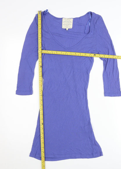 River Island Women’s Purple Bodycon Dress Size 10 V-Neck 3/4 Sleeve
