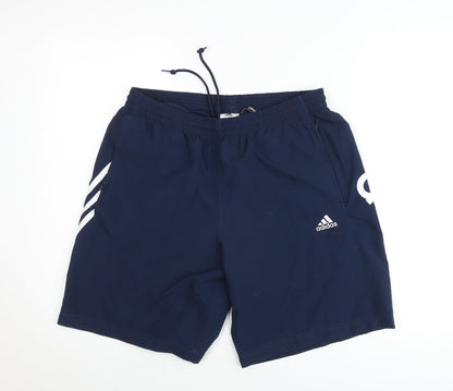 Adidas Mens Blue M Regular Fit Sports Shorts with Pockets
